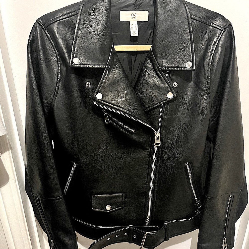 Black Vegan Leather Moto Jacket